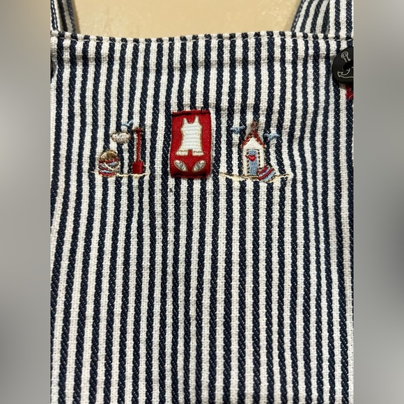 Jacadi Navy and White Striped Dress with Red Embroidery - Picture 6 of 7